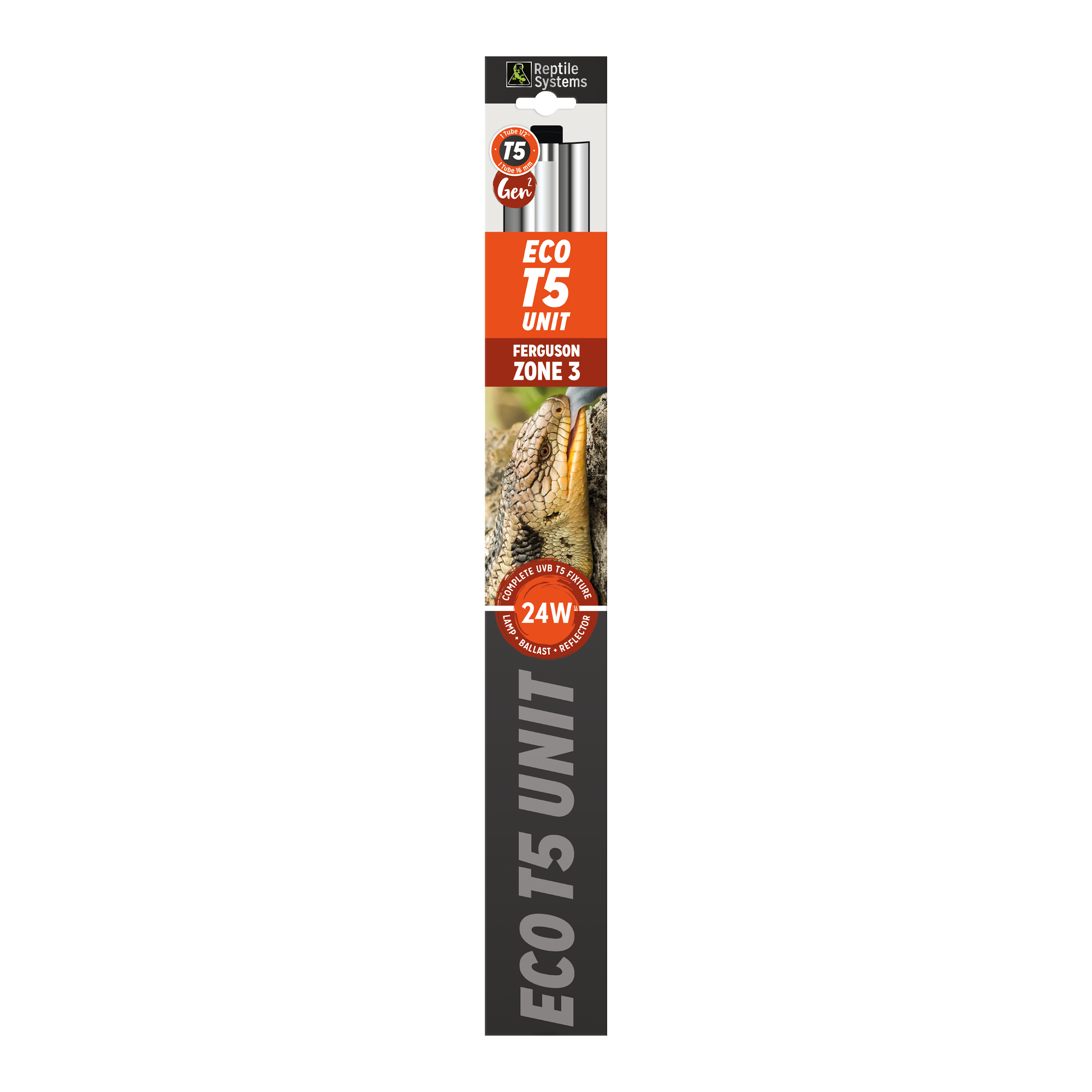 REPTILE SYSTEMS Eco T5 High-Output Linear UVB Lighting Combo Kit, Hood Fixture and T5HO Bulb, Reflector Lamp for Ferguson Zones 1-3