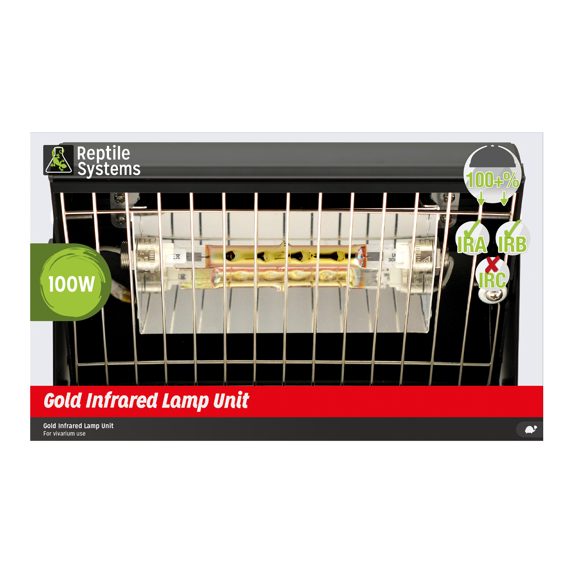 REPTILE SYSTEMS Gold Infrared Reptile Basking Lamp, Heat IRA / IRB Low-Light Output
