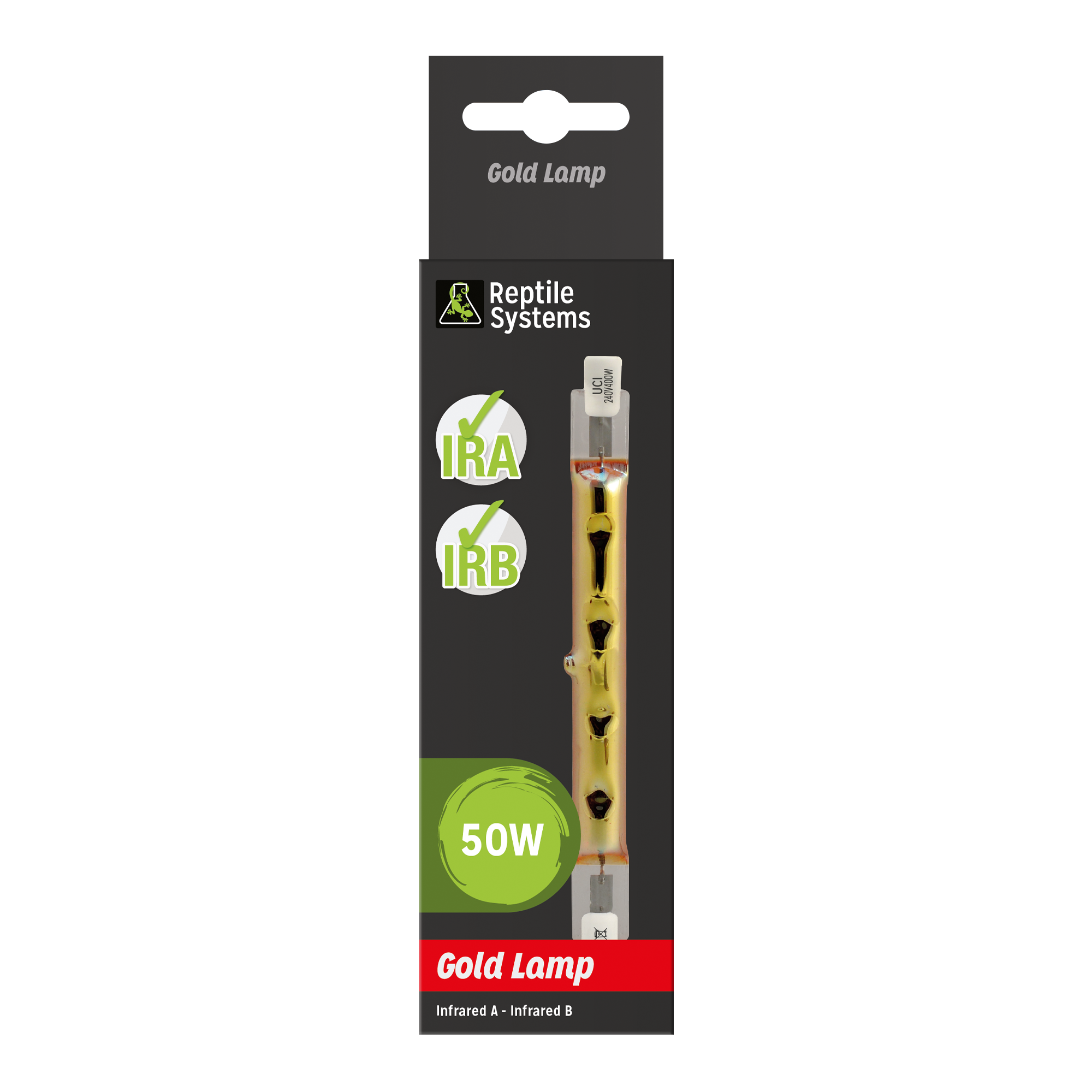 REPTILE SYSTEMS Gold Infrared Reptile Basking Lamp, Heat IRA / IRB Low-Light Output